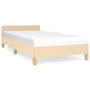 vidaXL Bettgestell mit Kopfteil ohne Matratze Creme 80x200 cm Stoff