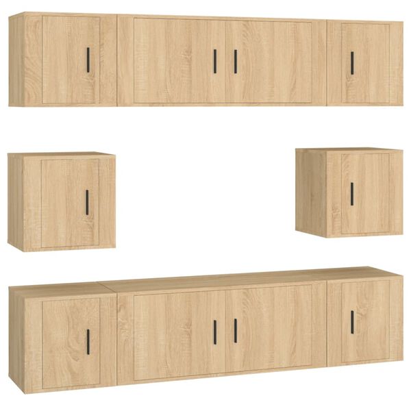 vidaXL 8-tlg. TV-Schrank-Set Sonoma-Eiche Holzwerkstoff