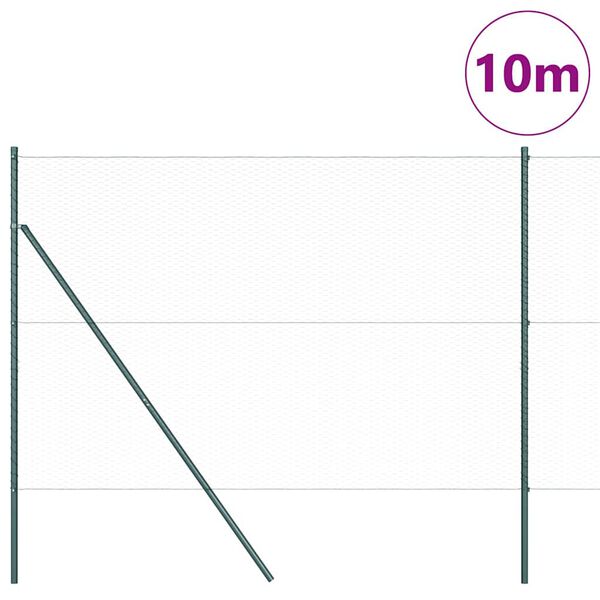 vidaXL Zaunpfosten Gr&uuml;n 10 x 1,5 m (25 mm Maschen) Stahl und PVC