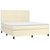 vidaXL Boxspringbett mit Matratze & LED Creme 180x200 cm Kunstleder