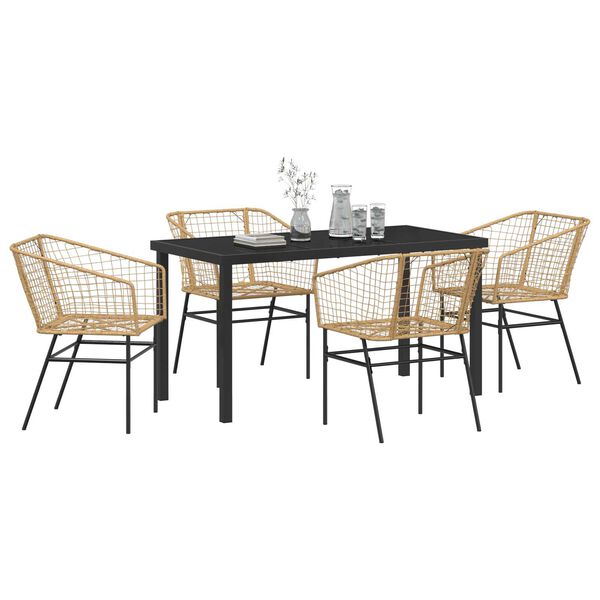 vidaXL Garten Essgruppe 5 pcs Braun Poly-Rattan