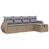 vidaXL 5-tlg. Garten-Sofagarnitur mit Kissen Beige Poly Rattan