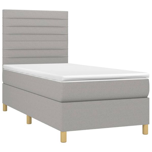 vidaXL Boxspringbett mit Matratze Hellgrau 80x200 cm Stoff