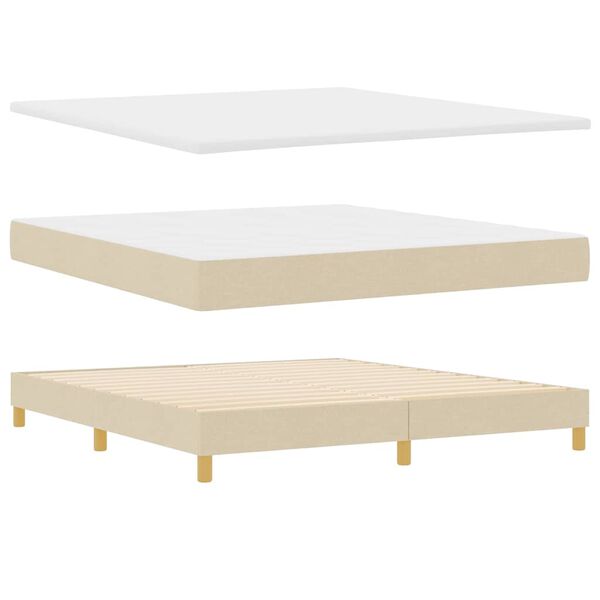 vidaXL Boxspringbett mit Matratze Creme 180 x 200 cm Stoff