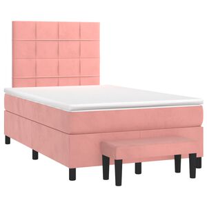 vidaXL Boxspringbett mit Matratze Rosa 120x190 cm Samt
