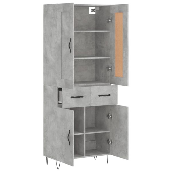 vidaXL Highboard Betongrau 69,5x34x180 cm Holzwerkstoff