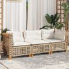 vidaXL Gartensofa mit Kissen 3-Sitzer Beige Poly Rattan