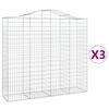 vidaXL Gabionen mit Hochbogen 3 Stk. 200x50x180/200cm Verzinktes Eisen