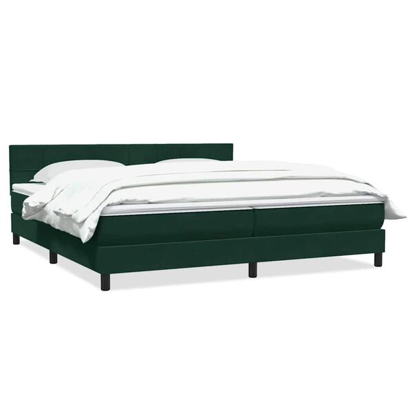 vidaXL Boxspringbett mit Matratze Dunkelgr&uuml;n 180x220 cm Samt