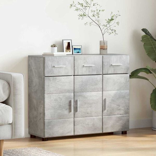 vidaXL Sideboard mit T&uuml;r Beton Grau 88,5 x 30,5 x 73 cm Holzwerkstoff