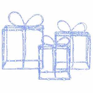 vidaXL Beleuchtete Weihnachts-Geschenkboxen LOVIISA 3 stk. 360 LEDs
