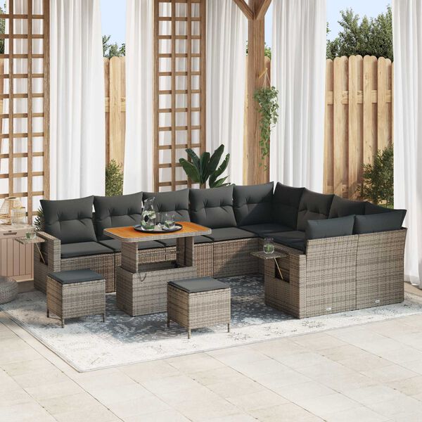 vidaXL Gartensofa-set 12 pcs Grau Poly-Rattan