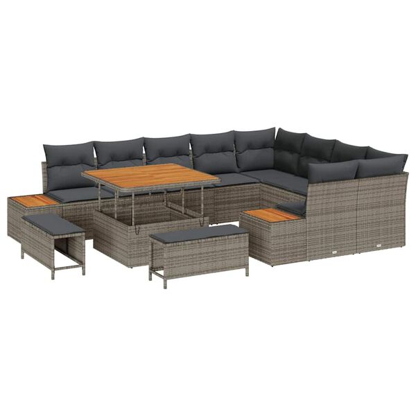 vidaXL Gartensofa-set 12 pcs Grau Poly-Rattan