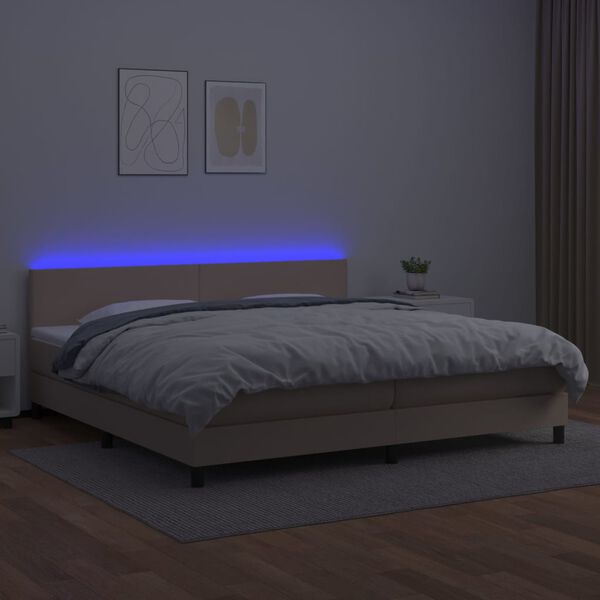 vidaXL Boxspringbett mit Matratze & LED Cappuccino-Braun 200x200cm