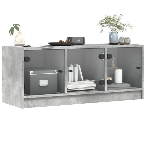 vidaXL TV-Schrank mit Glastüren Betongrau 102x37x42 cm