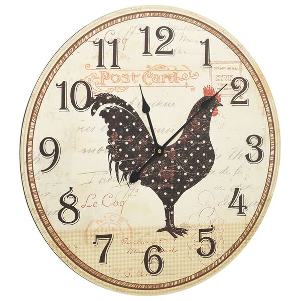 vidaXL Wanduhr mit Huhn-Design Mehrfarbig 60 cm MDF