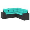 vidaXL 5-teiliges Gartensofa-Set mit Kissen, schwarzes Polyrattan