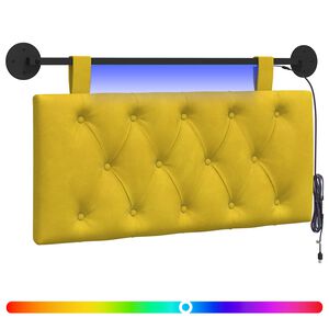 vidaXL H&auml;ngendes Kopfteil Mit LED Licht Gelb Samt