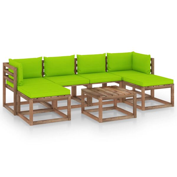 vidaXL 7-tlg. Garten-Lounge-Set aus Paletten mit Kissen Kiefernholz