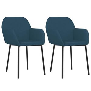 vidaXL Esszimmerst&uuml;hle 2 Stk. Blau Samt