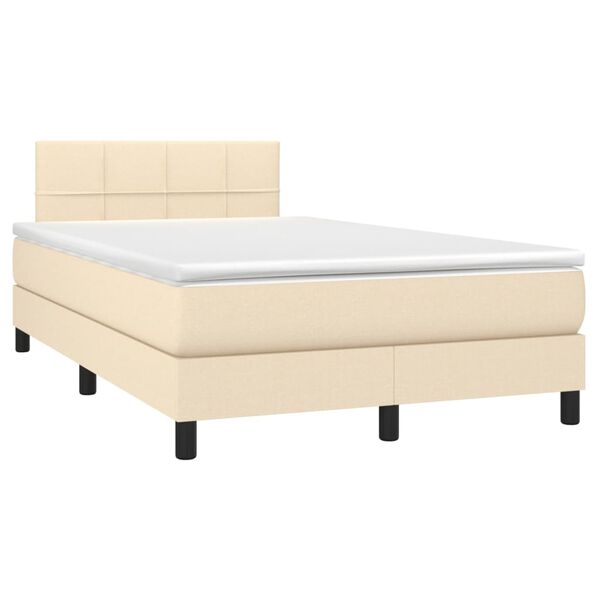 vidaXL Boxspringbett mit Matratze & LED Creme 120x200 cm Stoff