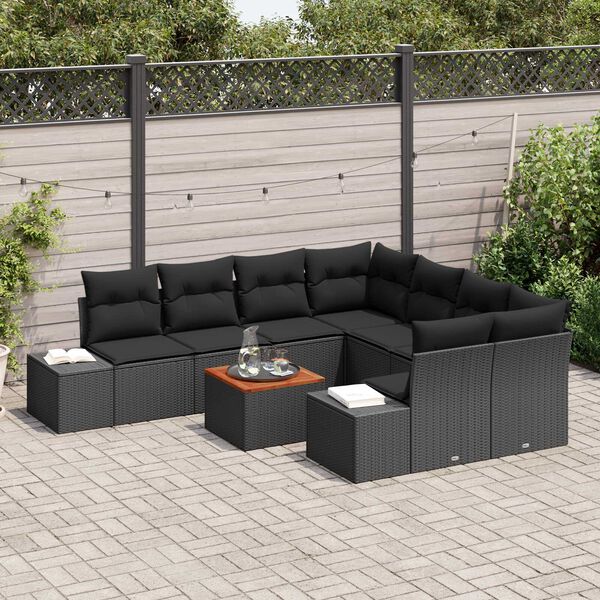vidaXL Garten-Sofa-Set 9 pcs Schwarz