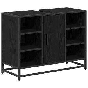 vidaXL Badezimmerschrank mit T&uuml;r Schwarz Eichen-Optik 80 x 33 x 60 cm