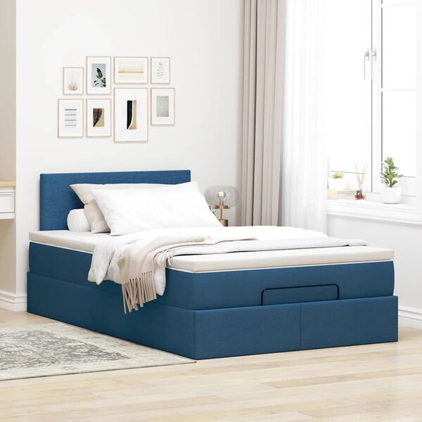 vidaXL Ottoman-Bett mit Matratze Blau 120x200 cm Stoff