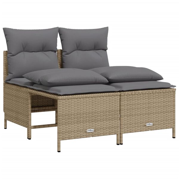 vidaXL 5-tlg. Garten-Sofagarnitur mit Kissen Beige Poly Rattan