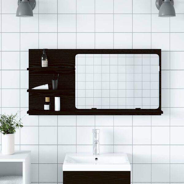 vidaXL Badezimmer-Spiegelschrank Schwarze Eiche 90 x 11 x 45 cm Holzwerkstoff