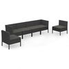 vidaXL 6-tlg. Garten-Lounge-Set mit Auflagen Poly Rattan Schwarz