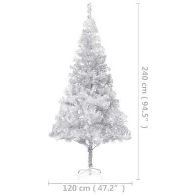vidaXL Künstlicher Weihnachtsbaum Beleuchtung & Ständer Silber 240 cm