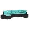 vidaXL Garten-Sofa-Set 7 stk. Schwarz und T&uuml;rkis Poly-Rattan