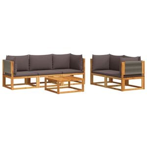 vidaXL 6-tlg. Gartensofa-Set mit Kissen Holz Akazie & Seil