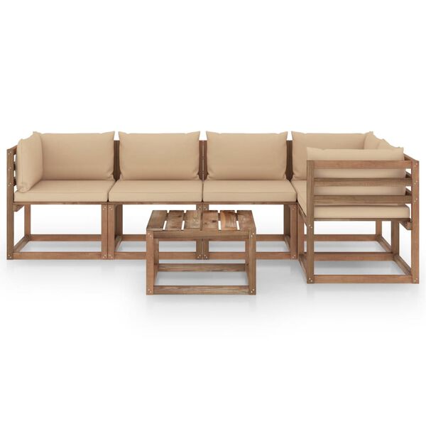 vidaXL 6-tlg. Garten-Lounge-Set aus Paletten mit Kissen Kiefernholz