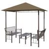 vidaXL Gartenpavillon mit Tisch und B&auml;nken 2,5x1,5x2,4 m Taupe 180 g/m&sup2;