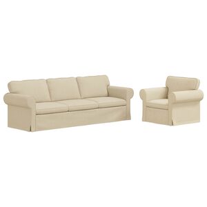 vidaXL Sofa 2 pcs Creme 245 x 82 x 80 cm Stoff
