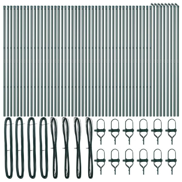 vidaXL Zaunpfosten Sonstiges 52 pcs Grün 3,2 x 3,2 x 210 cm Stahl