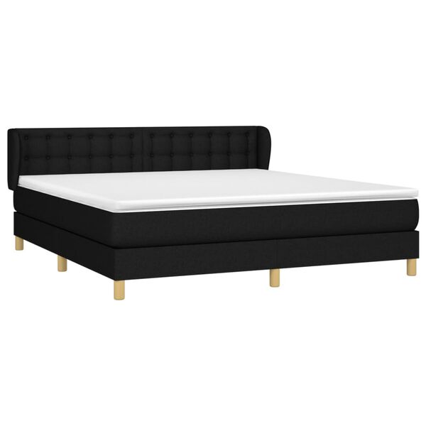 vidaXL Boxspringbett mit Matratze Schwarz 180x200 cm Stoff