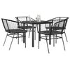 vidaXL 5-tlg. Garten-Essgruppe mit Kissen Schwarz Poly Rattan Glas