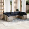 vidaXL 9-teiliges Gartensofa-Set mit Kissen, grau, Polyrattan