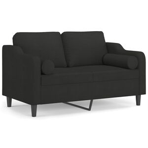 vidaXL 2-Sitzer-Sofa mit Zierkissen Schwarz 120 cm Stoff