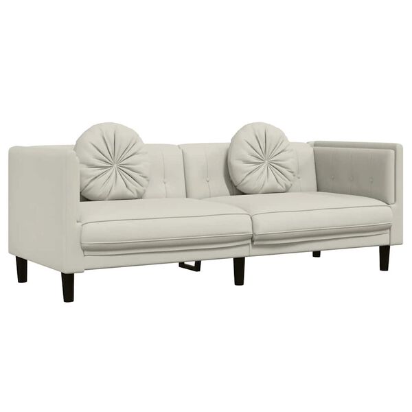 vidaXL Sofa mit Kissen 3-Sitzer Creme Samt