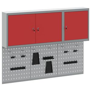 vidaXL Werkzeugschrank-Set 5 Stk. Rot Pulverbeschichteter Stahl