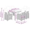 vidaXL 7-tlg. Garten-Bistro-Set mit Kissen Grau Poly Rattan