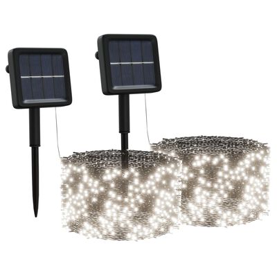 vidaXL Solar-Lichterkette 2 Stk. 2x200 LED Kaltweiß Innen Außen