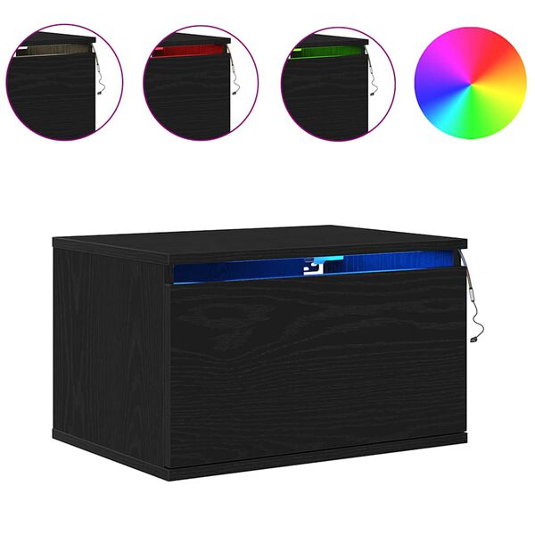 vidaXL Wandmontiertes Nachttischchen Schwarz Eichen-Optik