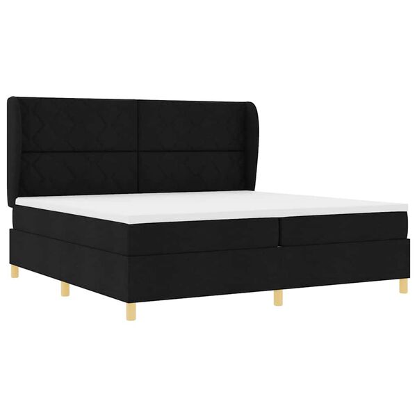 vidaXL Boxspringbett mit Matratze Dunkelgrau 90x190 cm Schwarz Stoff