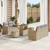 vidaXL Garten-Sofa-Set mit Kissen mit Speicher 8 pcs Beige Poly Rattan