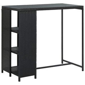 vidaXL Bartisch mit Regal Schwarz 120x60x110 cm Poly Rattan